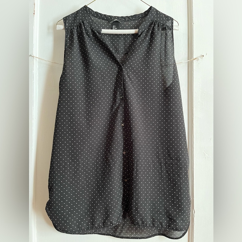 Black and White Polka Dot Flowy H&M Tank Top, Sized M